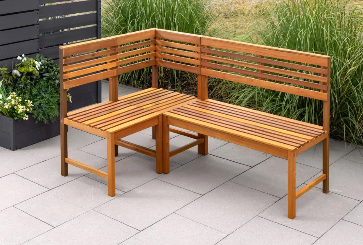 Balkontisch mit Eckbank, ca. 100 x 150 x 90 cm - Braun