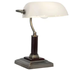 Bankir Schreibtischlampe mit schwenkbarem Kopf und Schalter - Metall/Holz