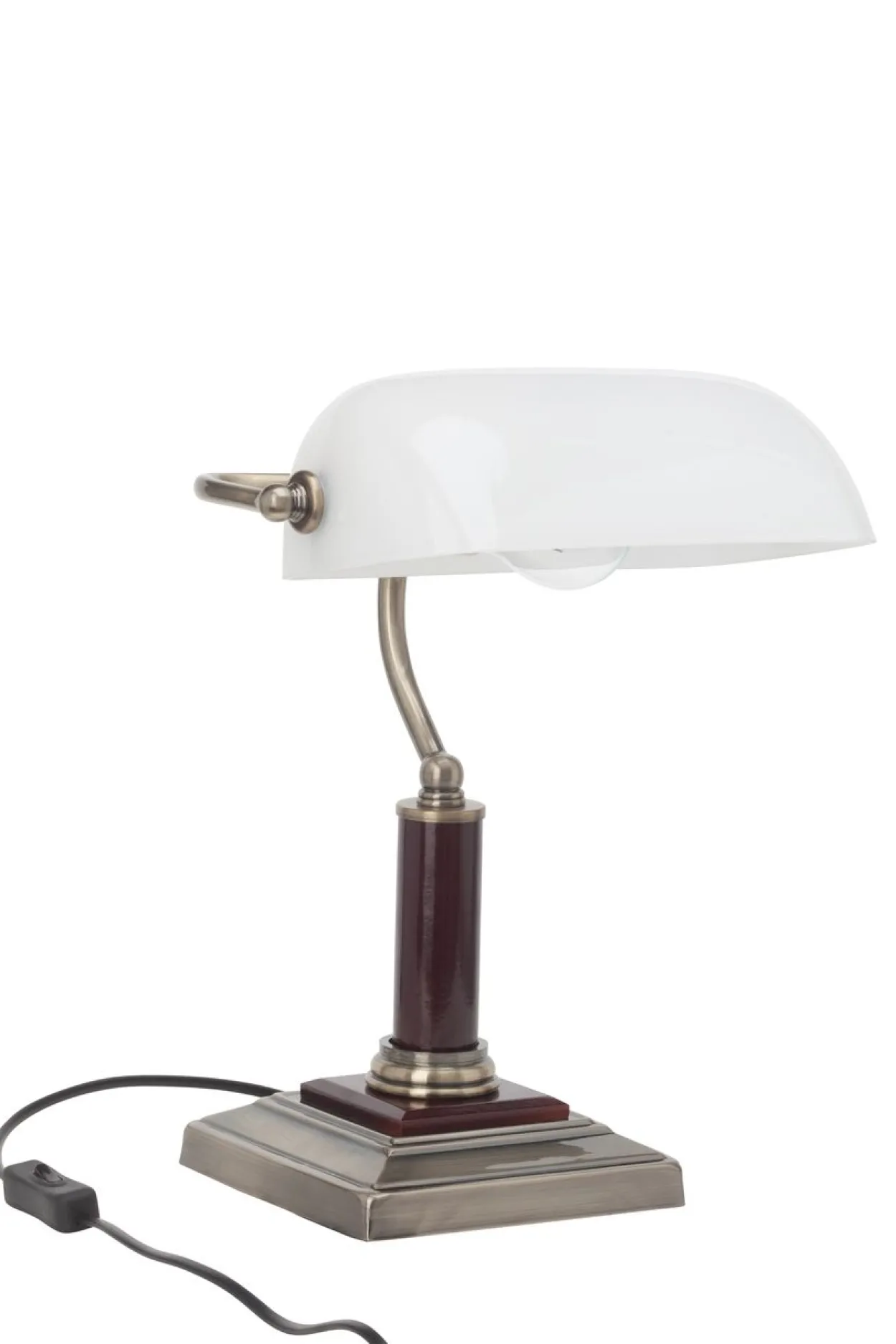 Bankir Schreibtischlampe mit schwenkbarem Kopf und Schalter - Metall/Holz