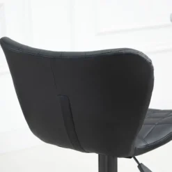 Barhocker 2er-Set mit Rückenlehne für Küche Esszimmer Kunstleder Schwarz 47 x 56 x 89-109 cm