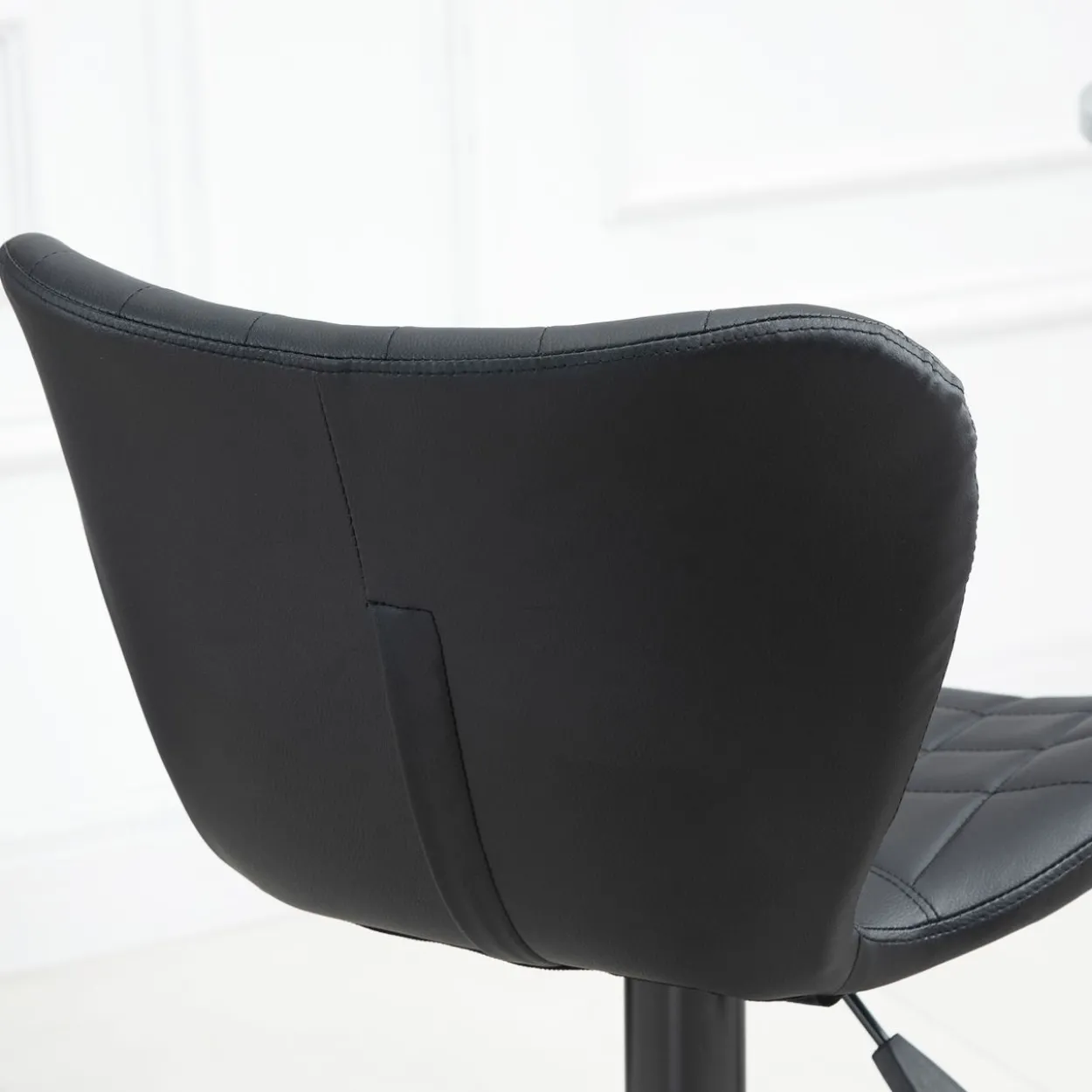 Barhocker 2er-Set mit Rückenlehne für Küche Esszimmer Kunstleder Schwarz 47 x 56 x 89-109 cm