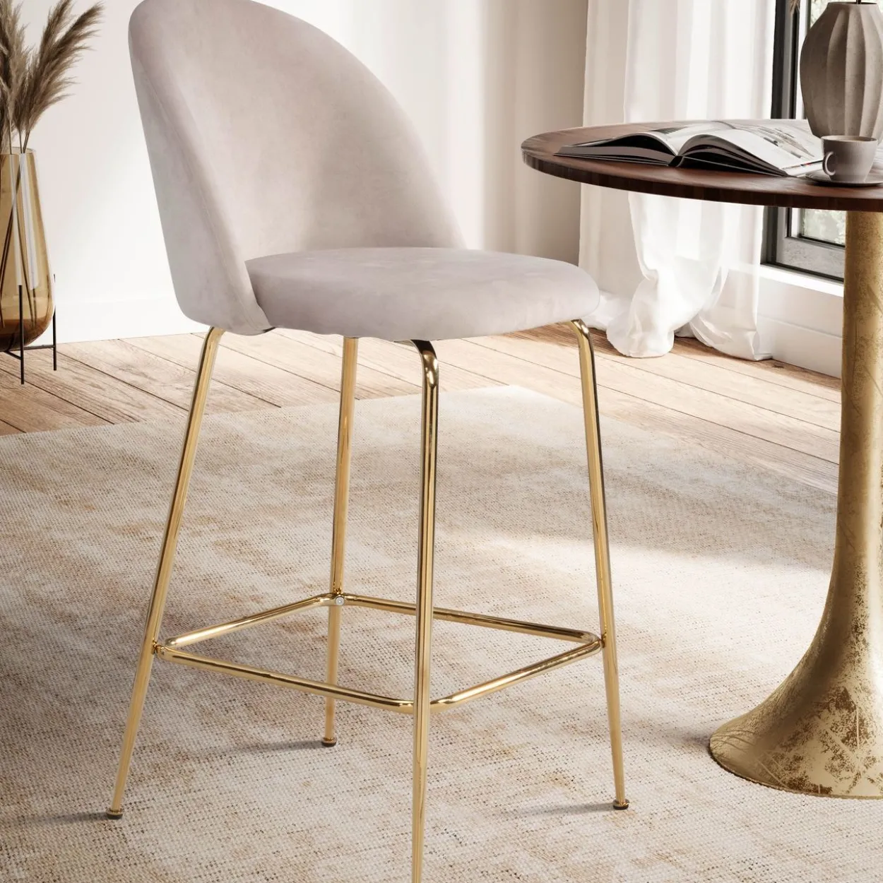 Barhocker 2er Set Samt