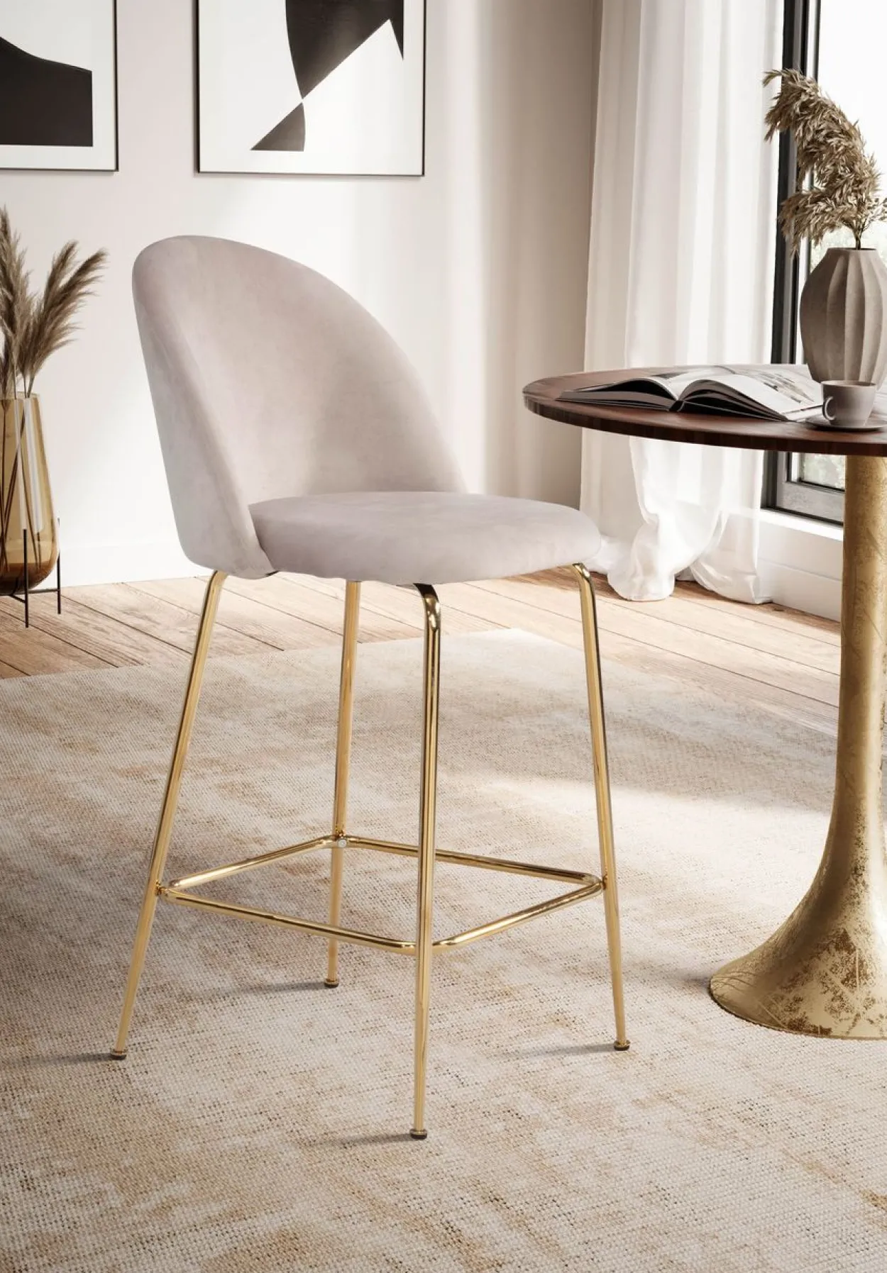 Barhocker 2er Set Samt