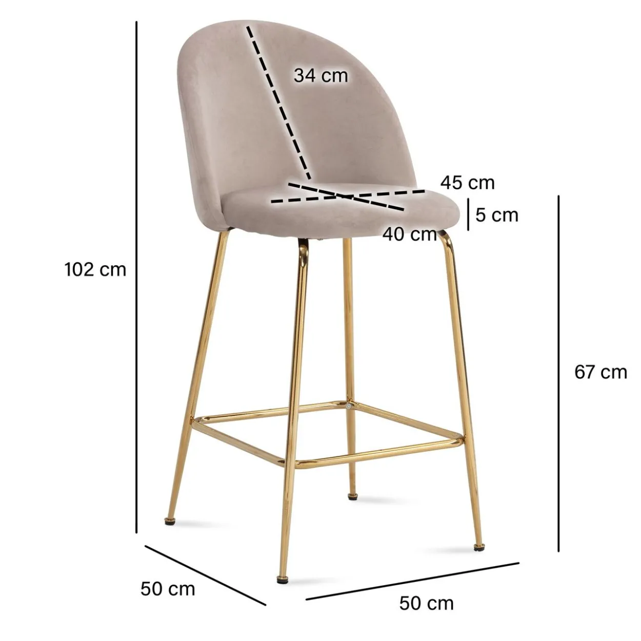 Barhocker 2er Set Samt