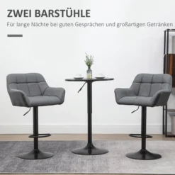 Barhocker 2er-Set Tresenhocker Höhenverstellbar Drehbar im Retro-Design