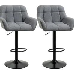 Barhocker 2er-Set Tresenhocker Höhenverstellbar Drehbar im Retro-Design