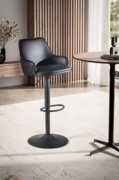 Barhocker Kunstleder Schwarz Hocker Küchenhocker Bistrohocker Barstuhl