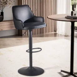 Barhocker Kunstleder Schwarz Hocker Küchenhocker Bistrohocker Barstuhl