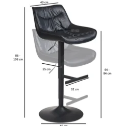 Barhocker Kunstleder Schwarz Hocker Küchenhocker Bistrohocker Barstuhl