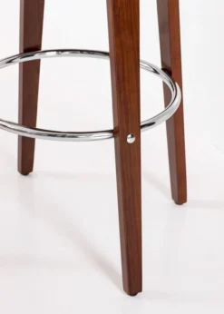 Barhocker mit Walnussholz-Rückenlehne und schwarzem PU-Leder, ca. 53 x 44 x 62–83 cm – Schwarz