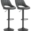 Barhocker-Set, 2 Hocker, Küchenhocker, Lederoptik, drehbar mit Fußstütze