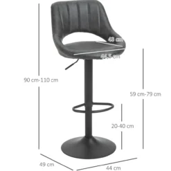 Barhocker-Set, 2 Hocker, Küchenhocker, Lederoptik, drehbar mit Fußstütze