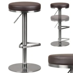 Barhocker Wohnling Durable M7 Edelstahl gebürstet Braun