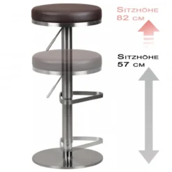 Barhocker Wohnling Durable M7 Edelstahl gebürstet Braun