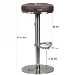 Barhocker Wohnling Durable M7 Edelstahl gebürstet Braun
