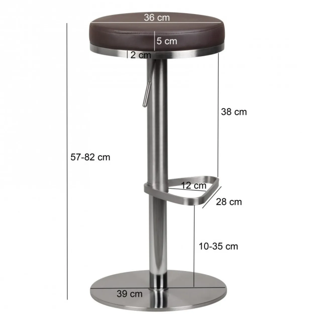 Barhocker Wohnling Durable M7 Edelstahl gebürstet Braun