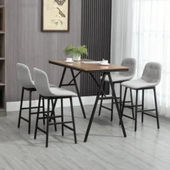 Bartisch mit Barhocker Set, Küchentisch, 5-teilig Essgruppe, Bartisch Set