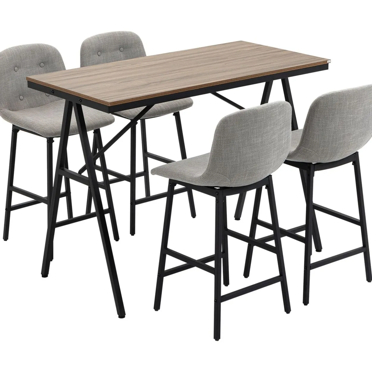 Bartisch mit Barhocker Set, Küchentisch, 5-teilig Essgruppe, Bartisch Set