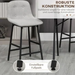 Bartisch mit Barhocker Set, Küchentisch, 5-teilig Essgruppe, Bartisch Set