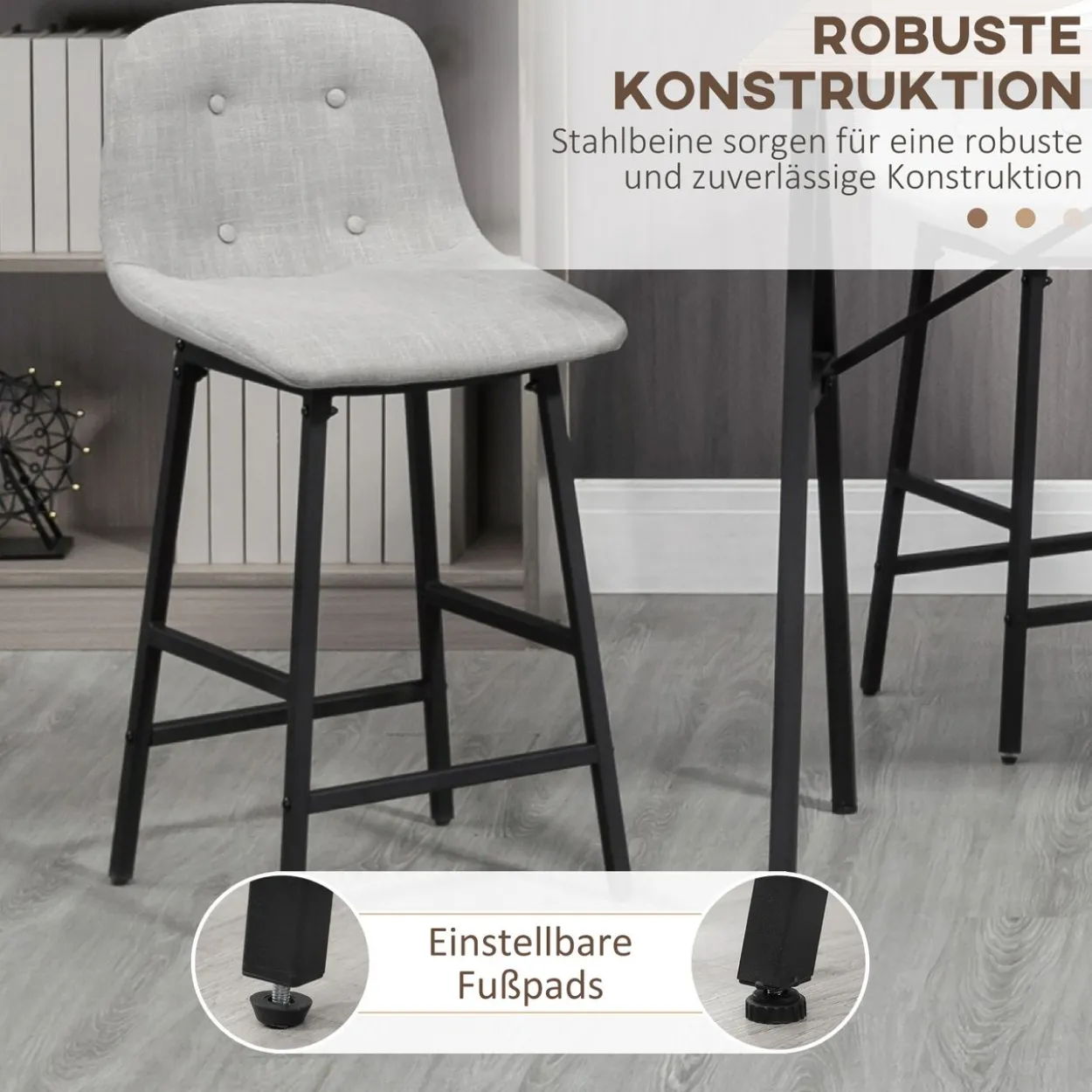 Bartisch mit Barhocker Set, Küchentisch, 5-teilig Essgruppe, Bartisch Set