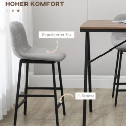 Bartisch mit Barhocker Set, Küchentisch, 5-teilig Essgruppe, Bartisch Set