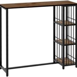 Bartisch Stehtisch Tresentisch mit 3 Ablageflächen Bartheke mit Holzoptik