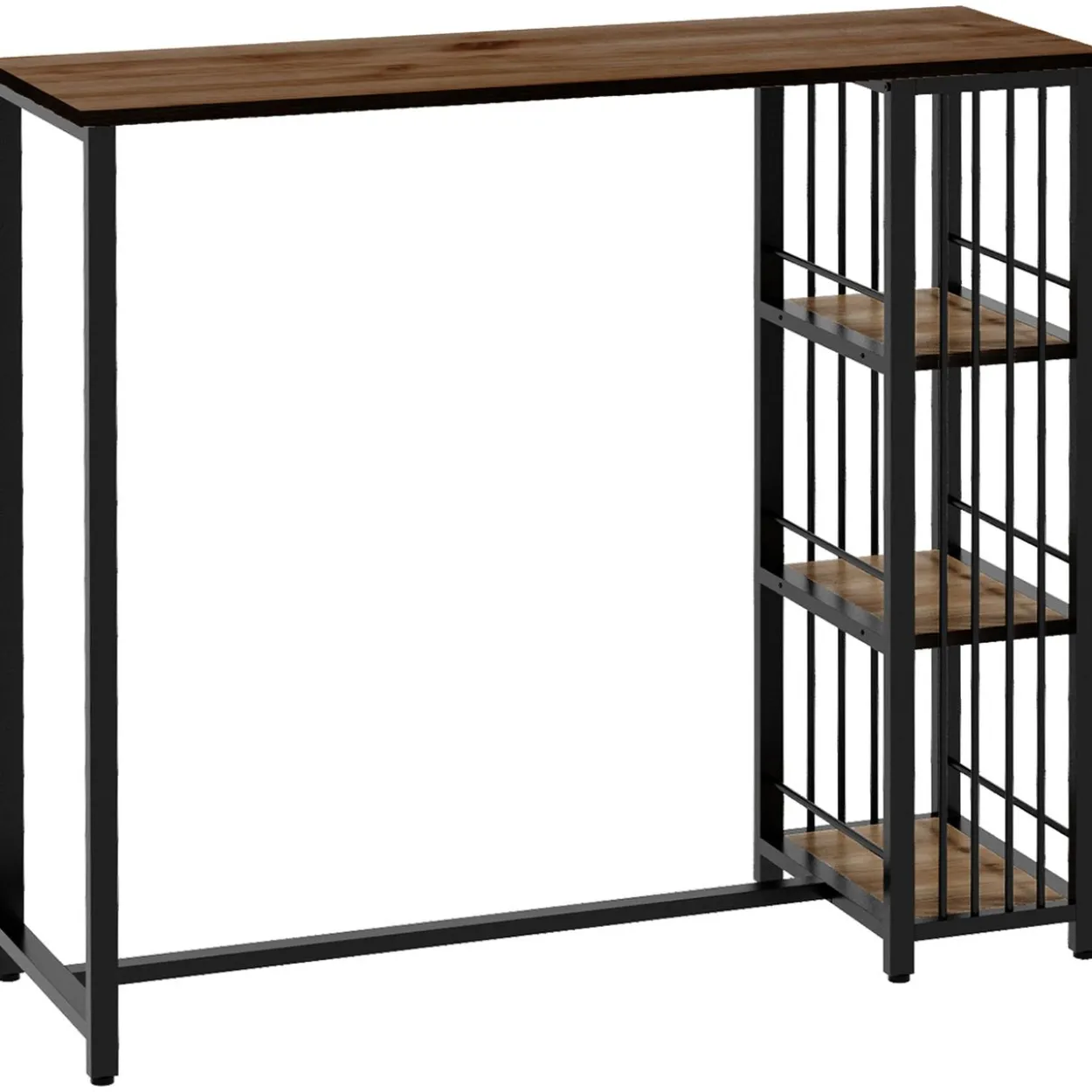 Bartisch Stehtisch Tresentisch mit 3 Ablageflächen Bartheke mit Holzoptik