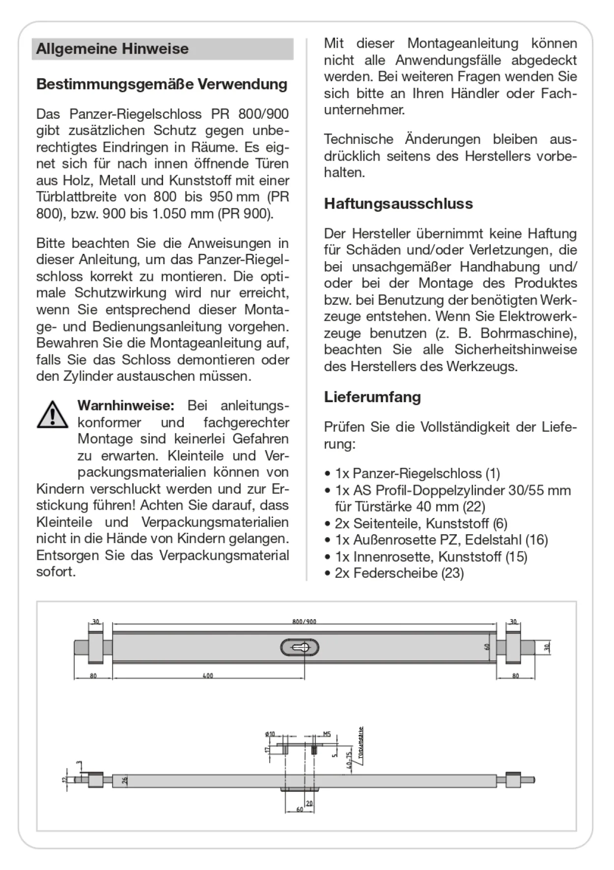 BASI Panzer-Riegelschloss PR 800 Silber