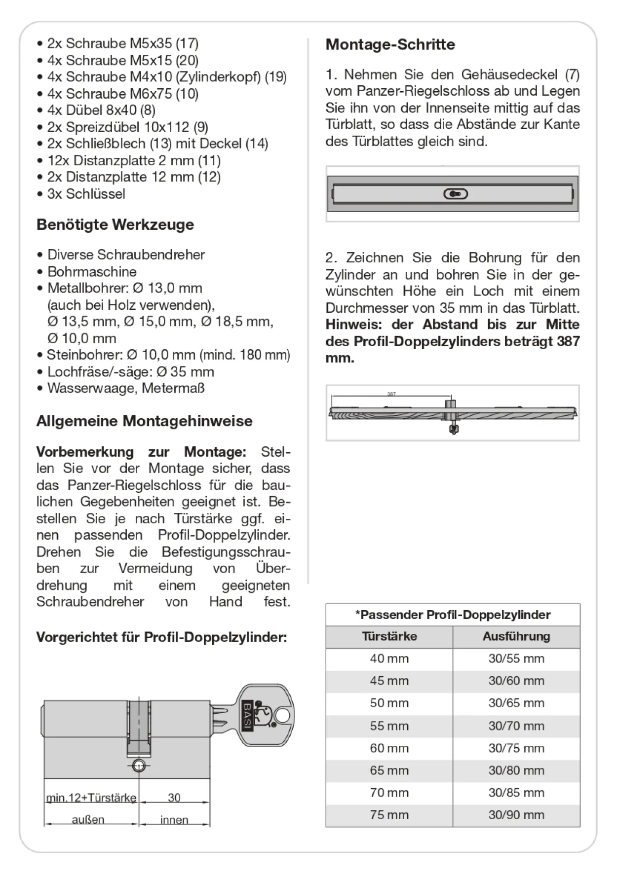 BASI Panzer-Riegelschloss PR 800 Silber
