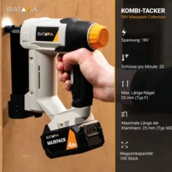 Batavia Maxxpack 18V Akku-Klammer-Nagel-Tacker 18GA (ohne Akku und Ladegerät)
