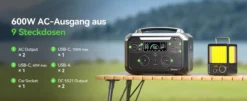 Batterie für Camper – Ampace 600PRO Tragbar Batterie mit 600W