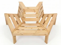 Baumbank 180° 4-Eckig aus Tannenholz, ca. 74 x 167 x 75 cm