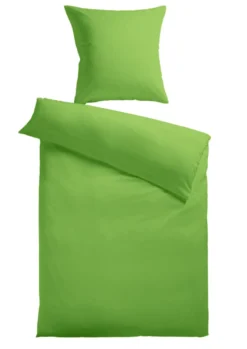 Baumwoll-Satin Bettwäsche Uni 80 x 80 + 155 x 200 cm, Farbe grün