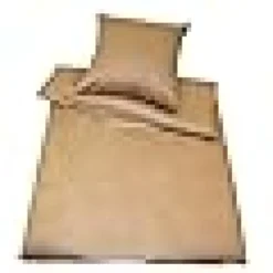 Baumwoll-Satin Bettwäsche Uni 80 x 80 + 155 x 220 cm, Farbe beige