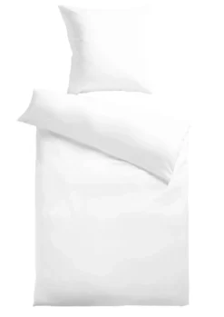 Baumwoll-Satin Bettwäsche Uni 80 x 80 + 155 x 220 cm, Farbe weiss