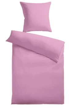 Baumwoll-Satin Bettwäsche Uni 80 x 80 + 155 x 200 cm, Farbe flieder