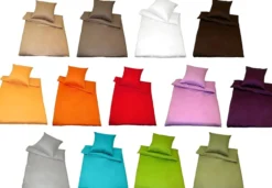 Baumwoll-Satin Bettwäsche Uni 80 x 80 + 135 x 200 cm, Farbe flieder