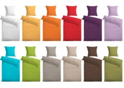 Baumwoll-Satin Bettwäsche Uni 80 x 80 + 135 x 200 cm, Farbe weiss