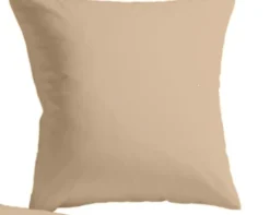 Baumwoll-Satin Bettwäsche Uni 80 x 80 + 135 x 200 cm, Farbe beige