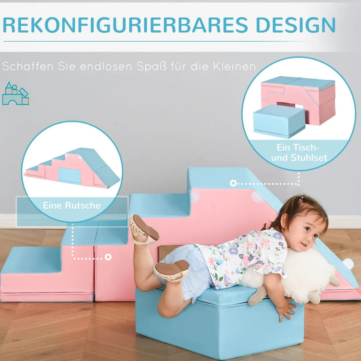Bausteinset 2er-Set Bausteine rekonfigurierbares Design Rosa+Blau