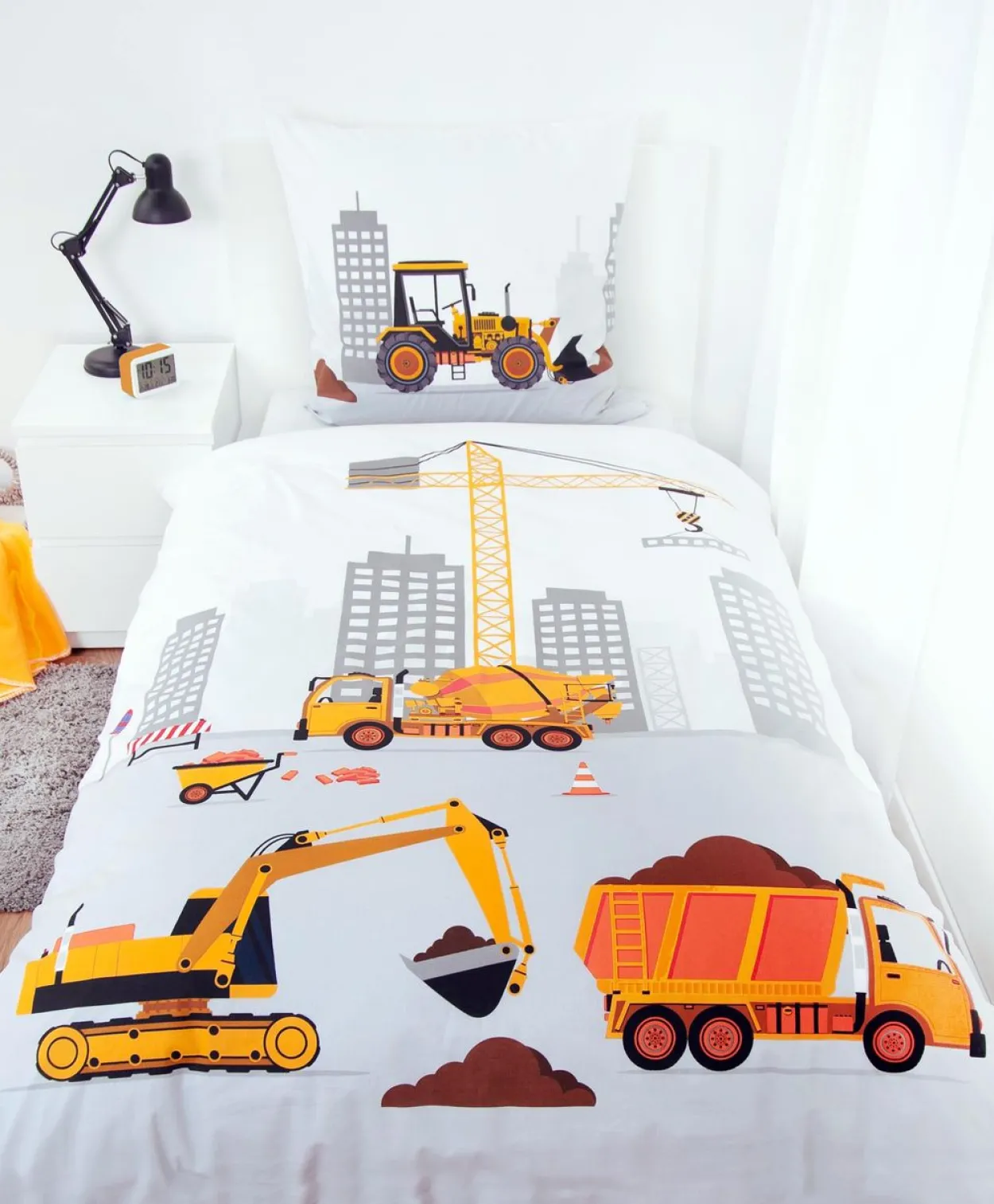 Baustelle Bettwäsche Größe 80x80 + 135x200 cm