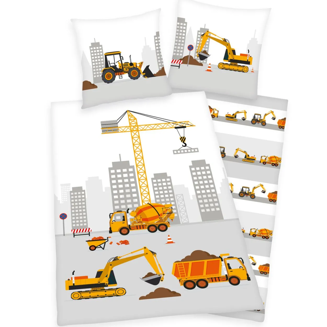 Baustelle Bettwäsche Größe 80x80 + 135x200 cm