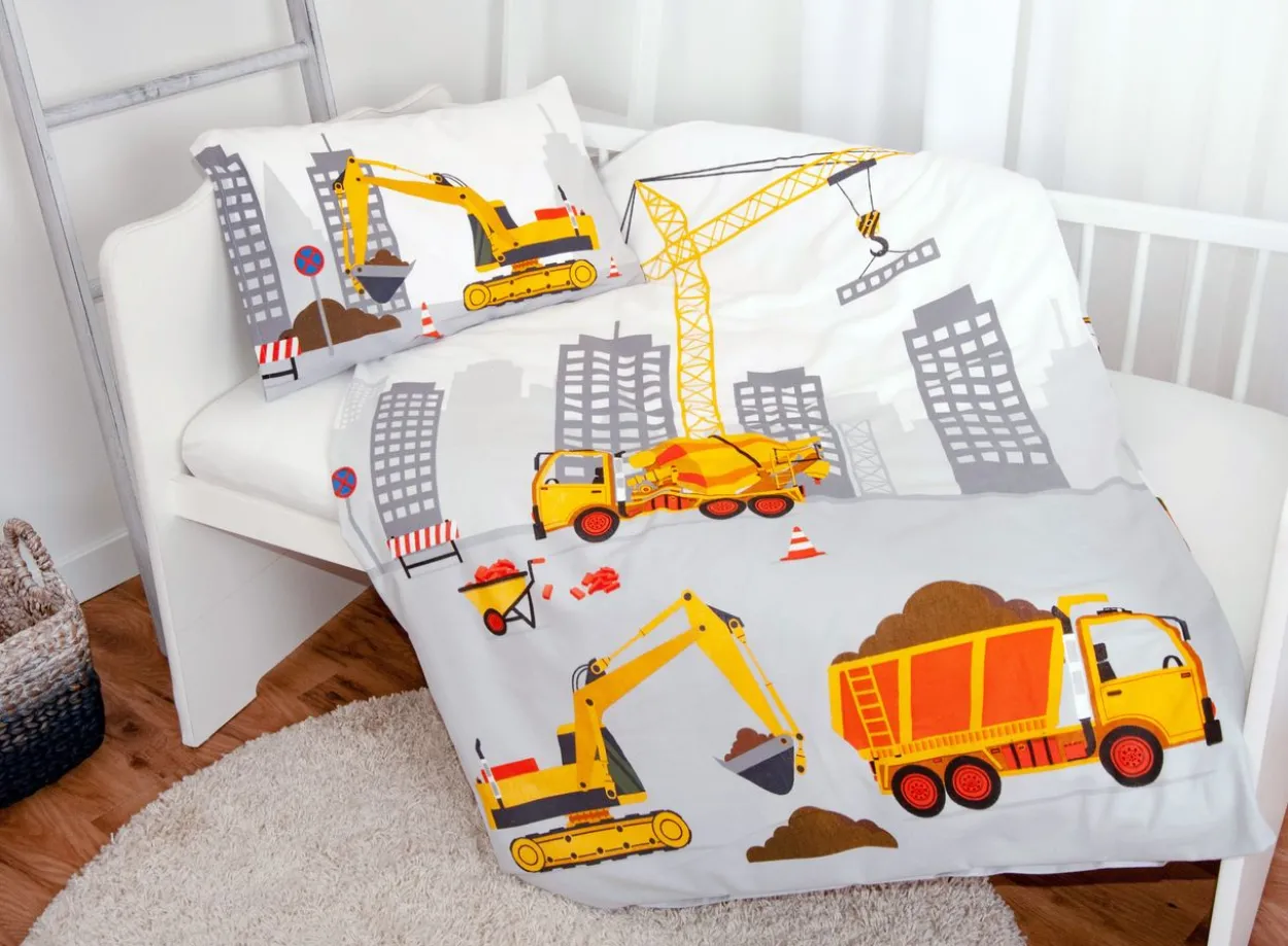 Baustelle Bettwäsche Größe 40x60 + 100x135 cm
