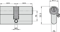 Bau-Zylinder - G100 - 30/30 mm - Profil-Doppelzylinder- Verschiedenschließend