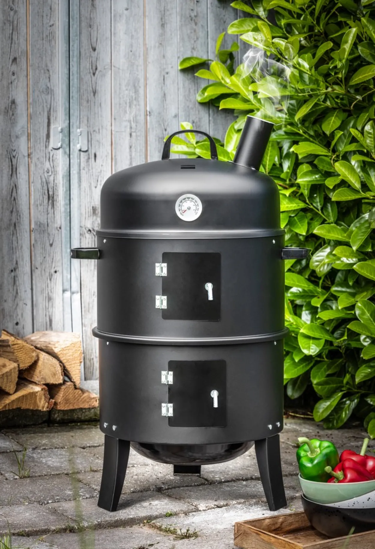 BBQ Smoker rund mit Grill und Ofen