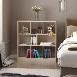 Bücherregal 3-stöckige Bücherregal Büroregal Home-Office Spanplatte Natur