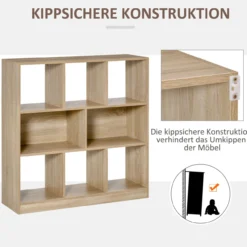 Bücherregal 3-stöckige Bücherregal Büroregal Home-Office Spanplatte Natur