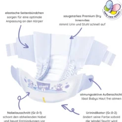 bella baby Happy Windeln Größe 1 Newborn 2-5kg & 112 Feuchttücher Sensitive mit Klickverschluss