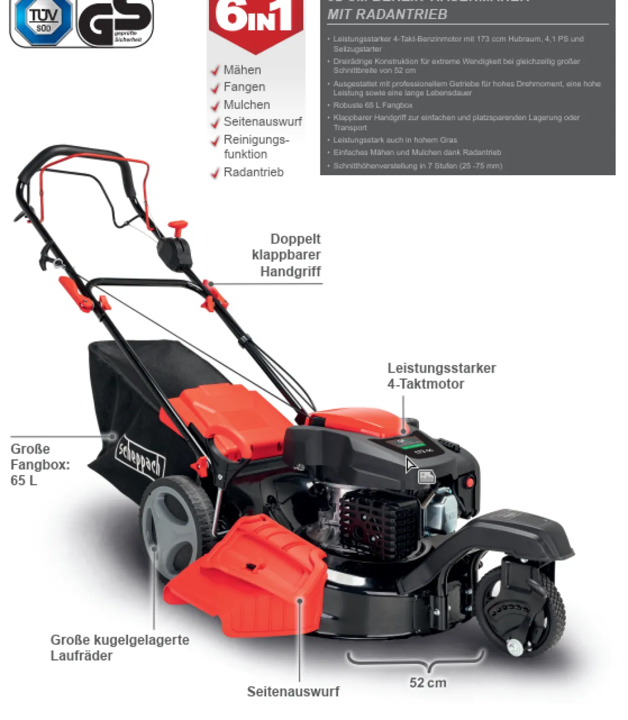 Benzin Rasenmäher MS197-51-3W Trike