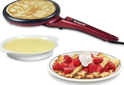 Beper BT.710Y Crêpes Maker 800W, 20cm Antihaft, für Crêpes, Pancakes & Omelett, mit Teigbehälter